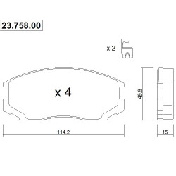 Juego De 4 Pastillas De Freno Galfer,Delanteras,Mitsubishi,Proton